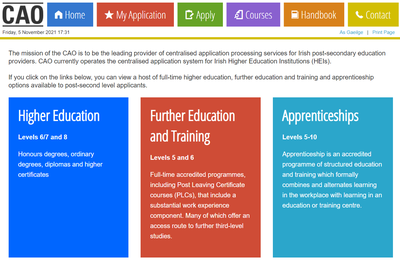 Explore PLCs and Apprenticeships via CAO/options.ie